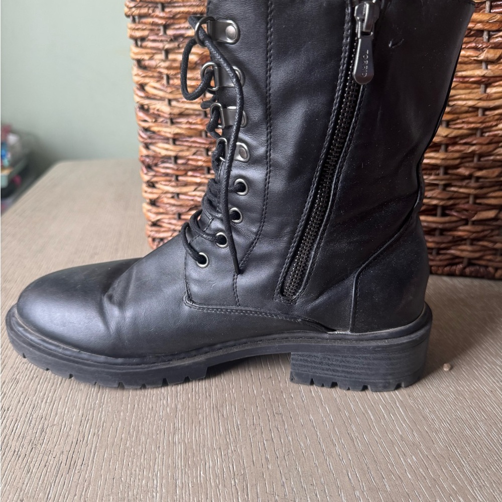 Torrid Black Combat Boots with Side Zipper